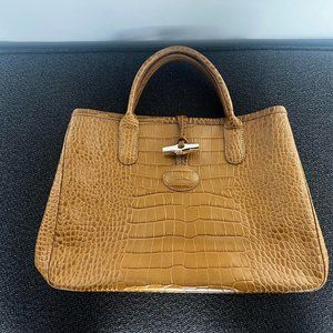 Longchamp Crocodile Pattern Leather Clasp Totebag